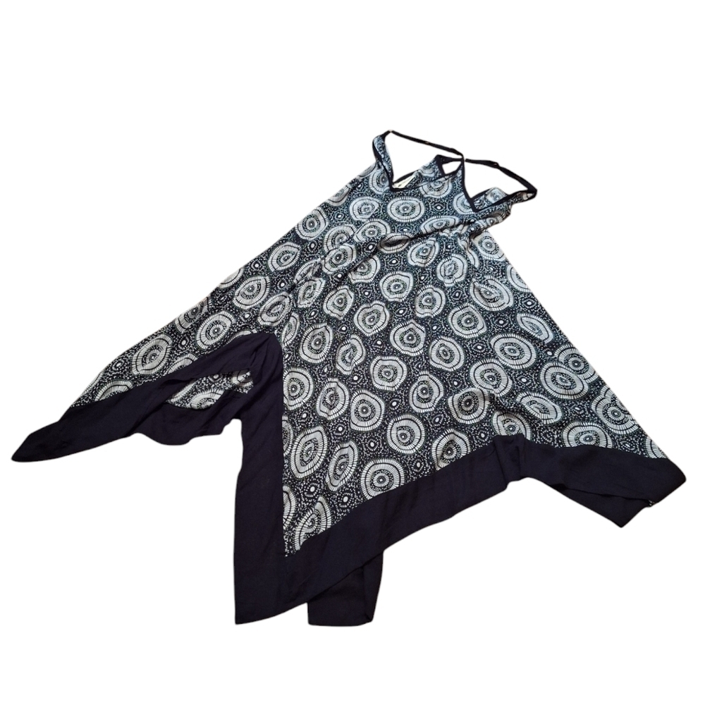 Resort DRESS TANGERINE Temple Black WHITE Abstract Multi-length HEM MEDIUM